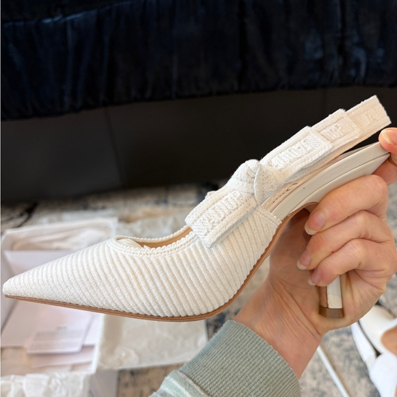 J’Adior sling back pump white cotton embroidery - Picture 6 of 15